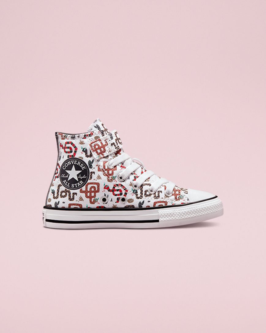 Tenisi Inalti Baieti Converse Chuck Taylor All Star Easy-On Snake Albi Gri Rosii | RO WQD0E598